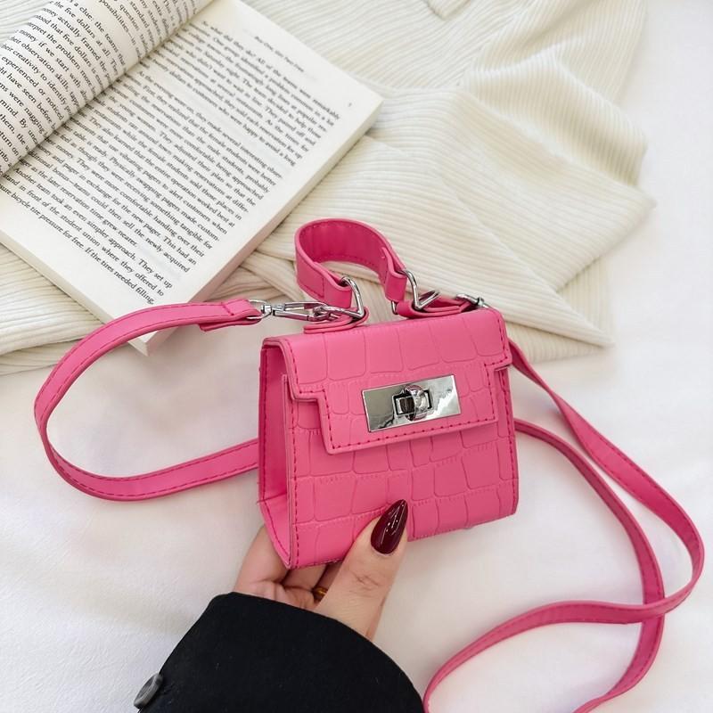 Trendy Unisex Color-block Mini Bag For Kids Light Pu Handbag In Vibrant Colors Mini Pink