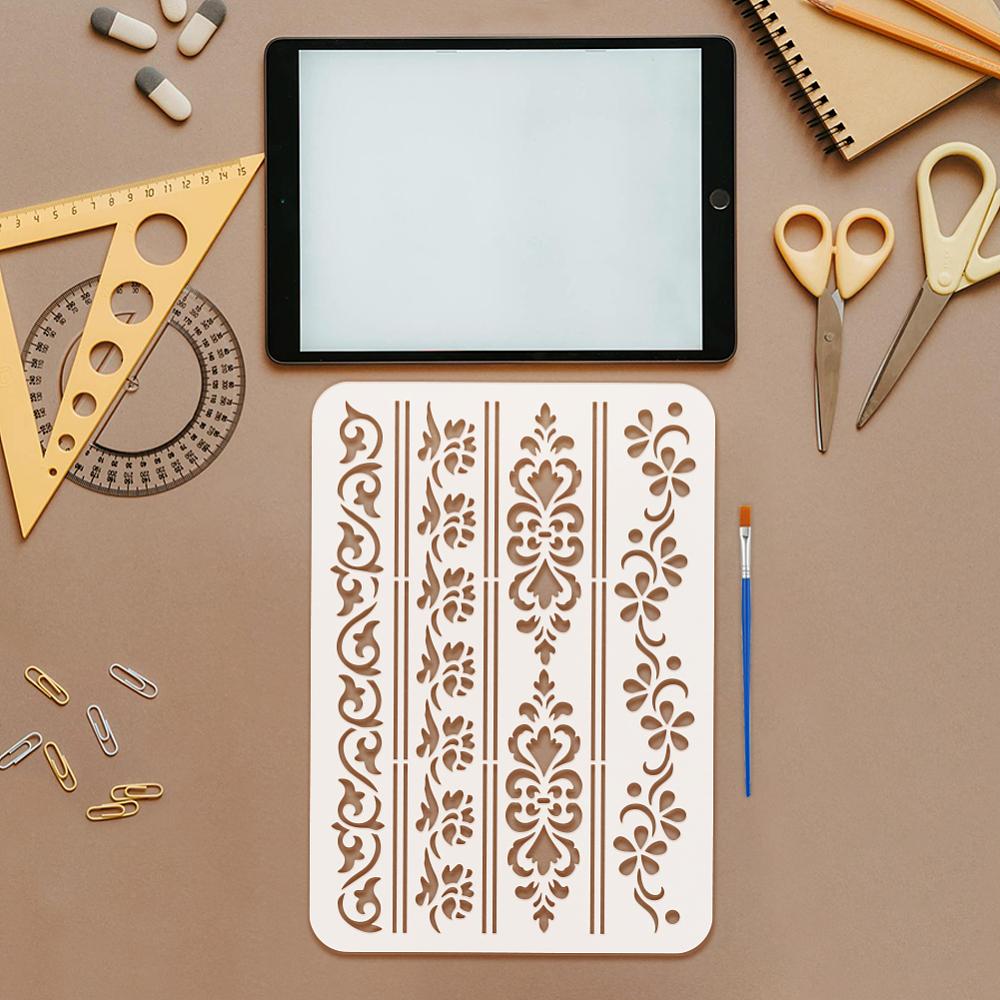 PET Hollow Out Drawing Painting Stencils, for DIY Scrapbook, Photo Album, Floral, 297x210mm