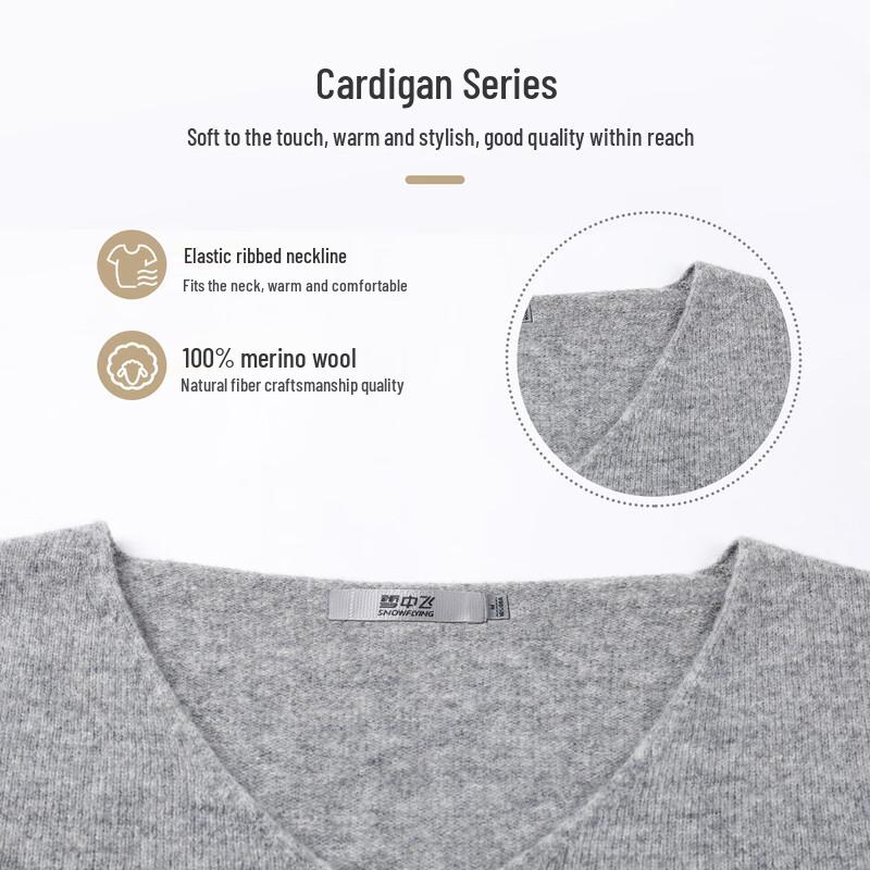 SNOWFLYING Women's 100% Merino Wool V-Neck Basic Knit Sweater