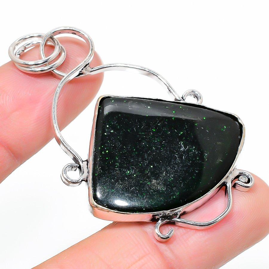 

Подвеска из стерлингового серебра 925 пробы с натуральным зеленым лабрадоритом 2,36 дюйма A0V08