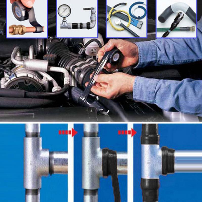 Selbstverschweißendes Silikon-Reparaturband, Wasserdichtes, Hochtemperaturbeständiges Dichtband für Rohr, Schlauch, Dach, Auto- und Marine-Leckreparatur
