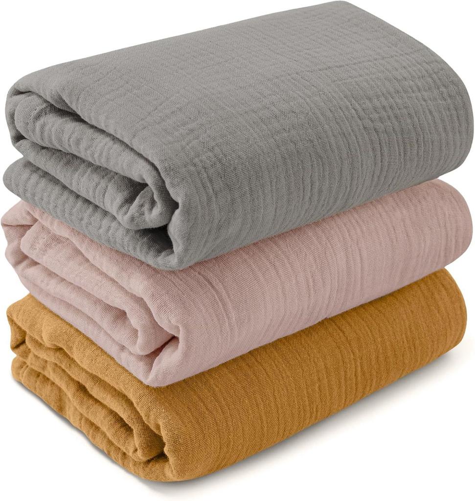 Baby Cotton Yarn Quilt Three-piece Wrapping Towel Newborn Six-layer Wrapping Blanket