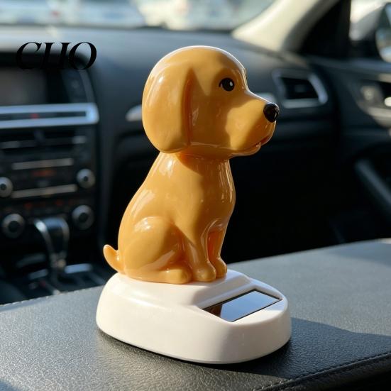 Unebene Straße Stabiles Dekor Solar Hund Auto Armaturenbrett Spielzeug, Gelber Welpe Nickfigur, Auto Schwingend Anti-Rutsch Zubehör Spielzeug für Schreibtisch, Strombetrieben