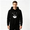 Men's Funny Black Cat Eating Ramen Graphic Print Hoodie Casual Soft Long Sleeve Pullover Hooded Sweatshirt Loose Daily Streetwear Top