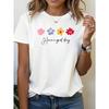 Have A Good Day Colorful Floral Print Women'S T-Shirt, Daily Commute & Friend Greeting Top, Fresh Style Short Sleeve, Daily Streetwear Tee
