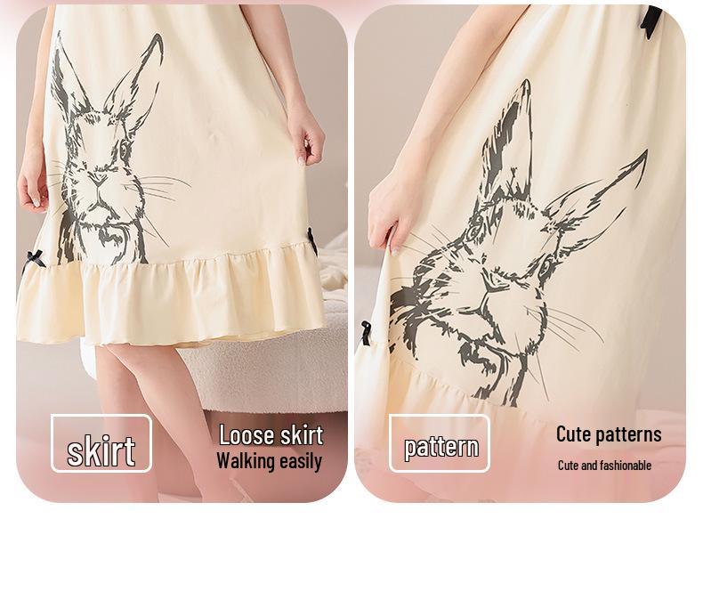 Summer Pure Cotton Sleeveless Nightgown for Girls, Plus Size Comfortable Loose Tank Dress