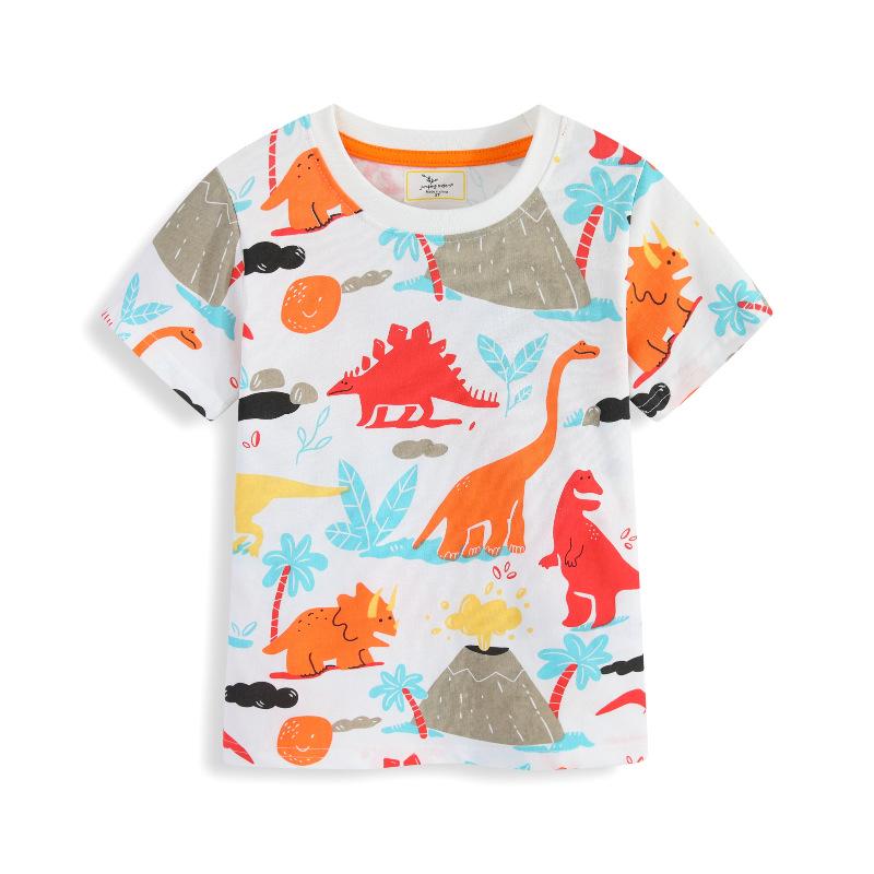 Boys  Dinosaur Print Short Sleeve T-shirt - Spring/Summer 2026 New Arrival 5T