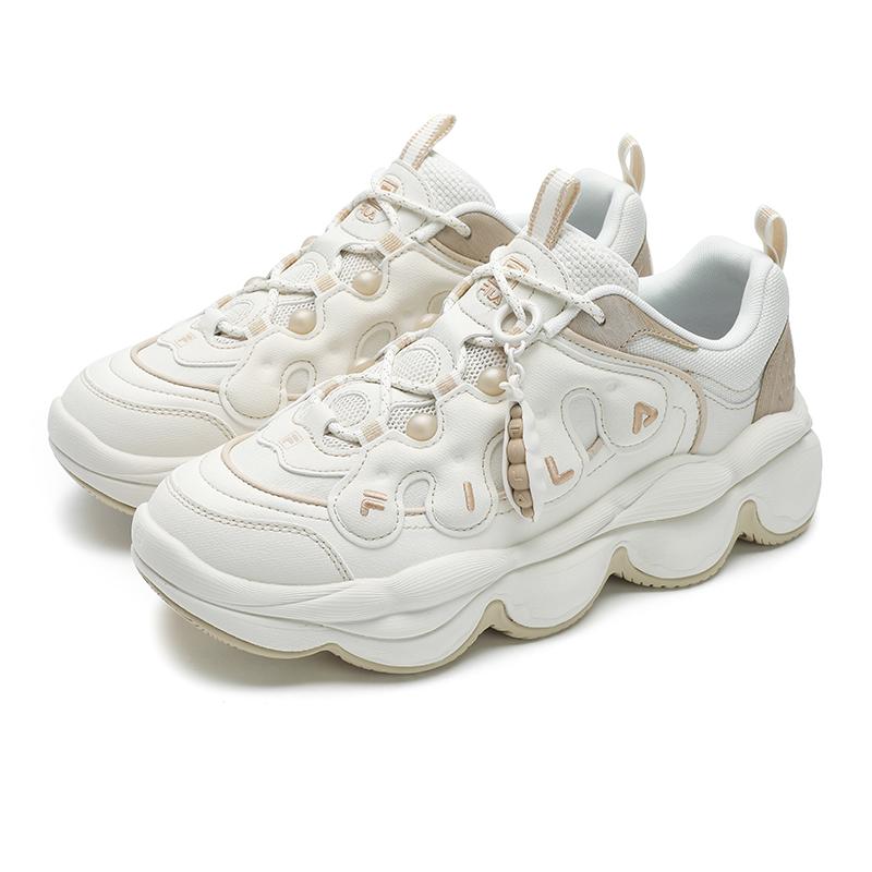 Fila PEASE Cushioning, Wear Resistant Low Top Chunky Sneakers Men's Micro White F12M512151FWF