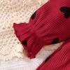 0-18 Months Baby Girl Clothes Sweet 2Pcs Dress Set Ruffle Heart Print Dress with Matching Headband Infant Autumn Casual Outfit