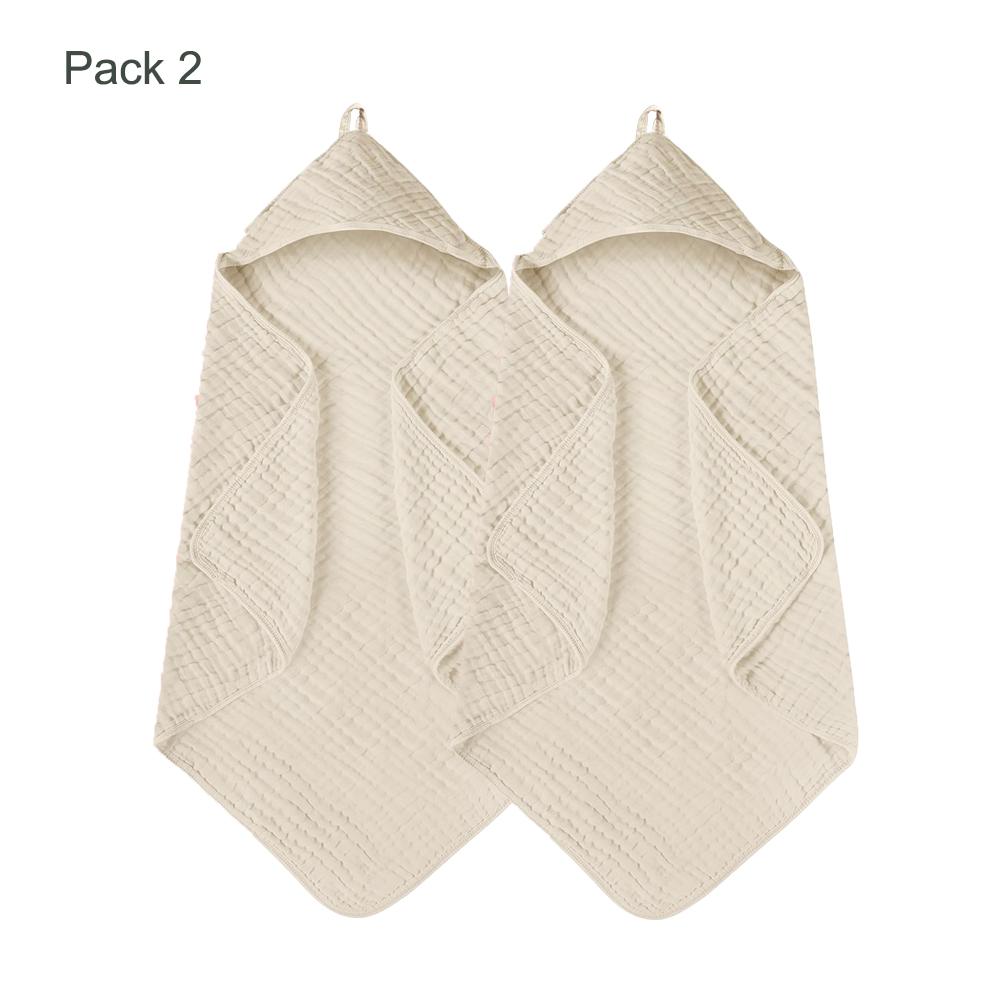 2 Pack 35*35inch Baby Bath Hooded Towels 100% Muslin Cotton Newborn Baby Bath Towel with Hood for Babies Infant Toddler and Kids