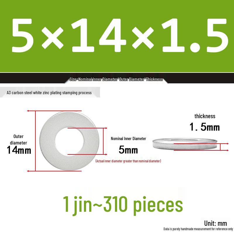 Extra Thick Galvanized Iron Flat Washer, Round, M3-M62