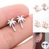 Tropical Wind Coconut Tree Stainless Steel Leaf Earrings