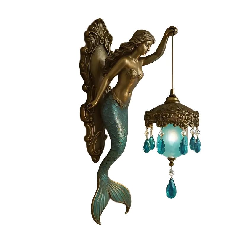 Wall Lamp Retro Base Design Night Light Statue Wall Lamp Ocean Themed Artwork Suitable For Bedroom Hotel And Restaurant Statue