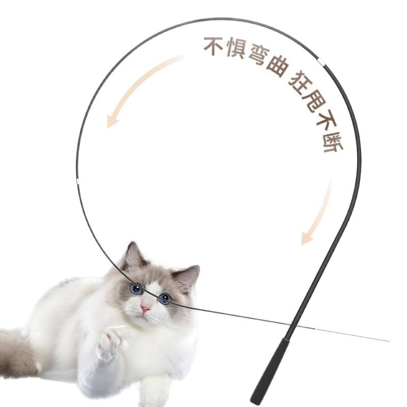 Retractable Cat Teaser Rod with Feather - Bite-Resistant Kitten Toy for Self-Play