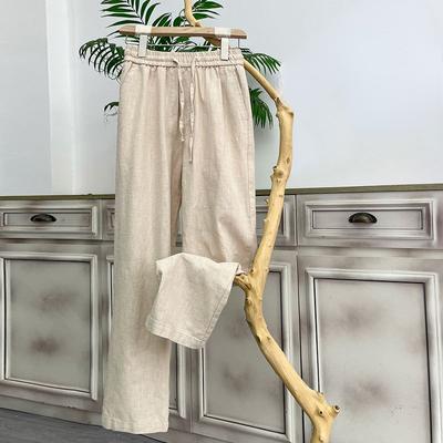 Pantalons en coton et lin pour hommes, pantalons longs décontractés, pantalons élégants pour hommes, couleur unie, coupe slim, dessin, pantalons pour hommes