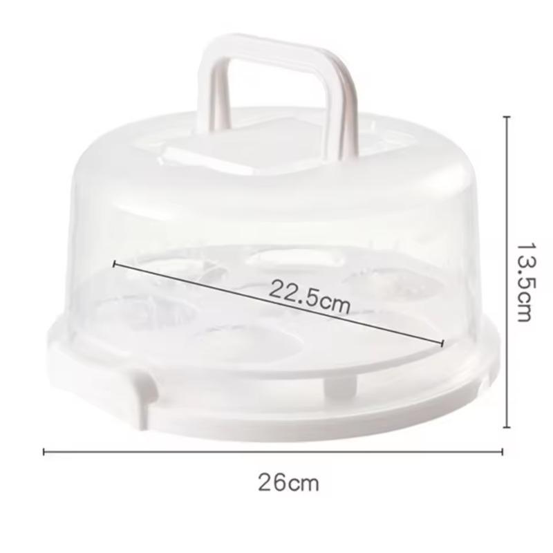 Portable Cake Box with Handle Dust-proof Baking Pastry Storage Box Transportation Cake Rack