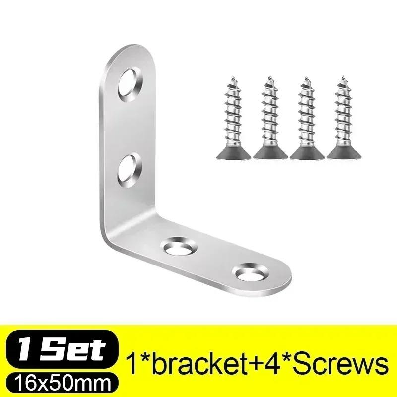 30/1Set Corner Bracket Stainless Steel Furniture Cabinet Fastener Woodworking Shelf Table Chair Support Metal Bracket with Screw