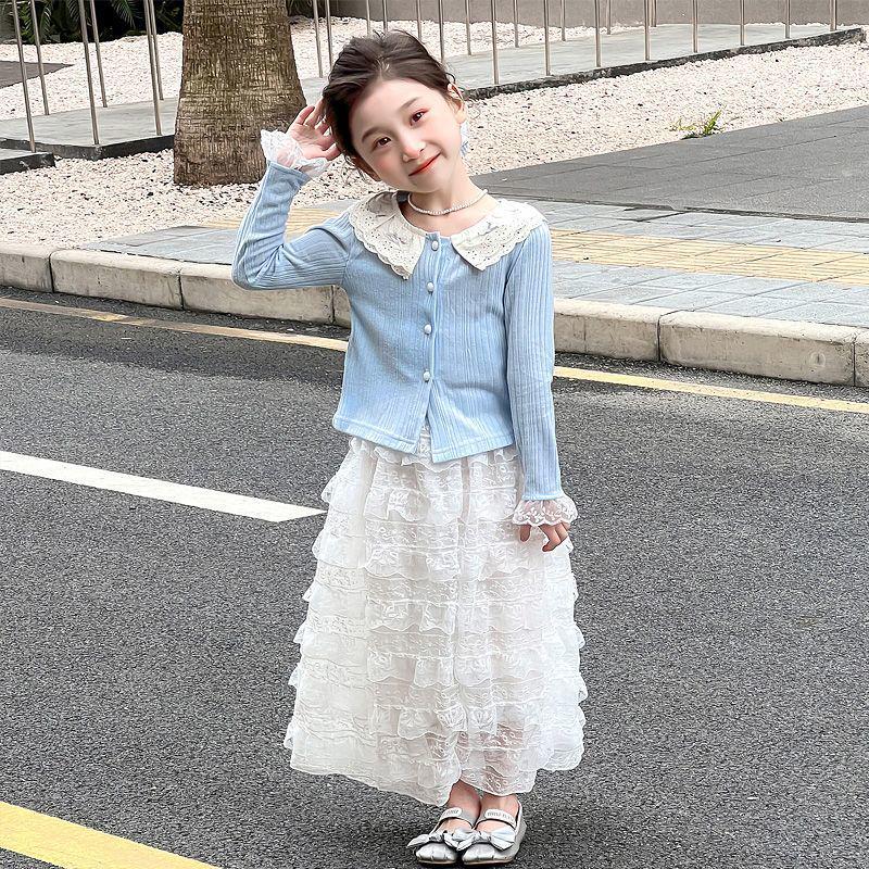 Dívčí preppy korejská sukně set na podzim 2025 - Sladký jarní outfit