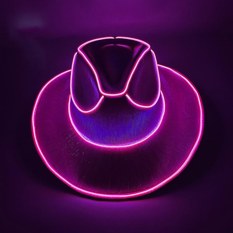 Pearlescent Iridescent LED Light-Up Cowboy Hat for Halloween Party