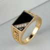 Vintage Square Black Enamel Rings for Men and Women Gold Color Hollow Out Pattern Ring Party Jewelry Gift