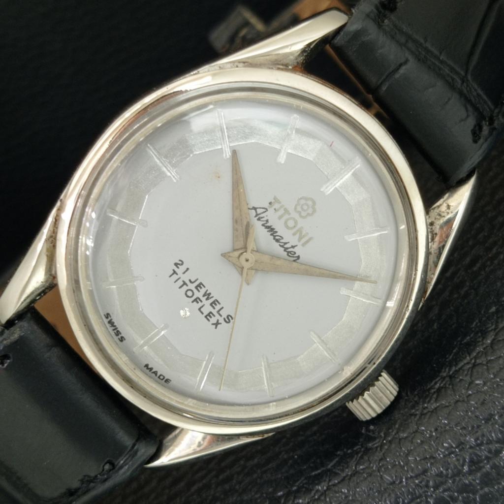 ВИНТАЖНЫЕ МУЖСКИЕ ЧАСЫ TITONI AIRMASTER TITOFLEX SWISS С РУЧНЫМ ПОДЗАВОДОМ СЕРЫЕ a703207-1