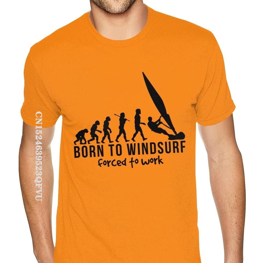 Birthday Born To Windsurf Evolution Tees For Men Custom Printing Oversized Anime Tshirt Men Retro Cotton Round Neck T-Shirt