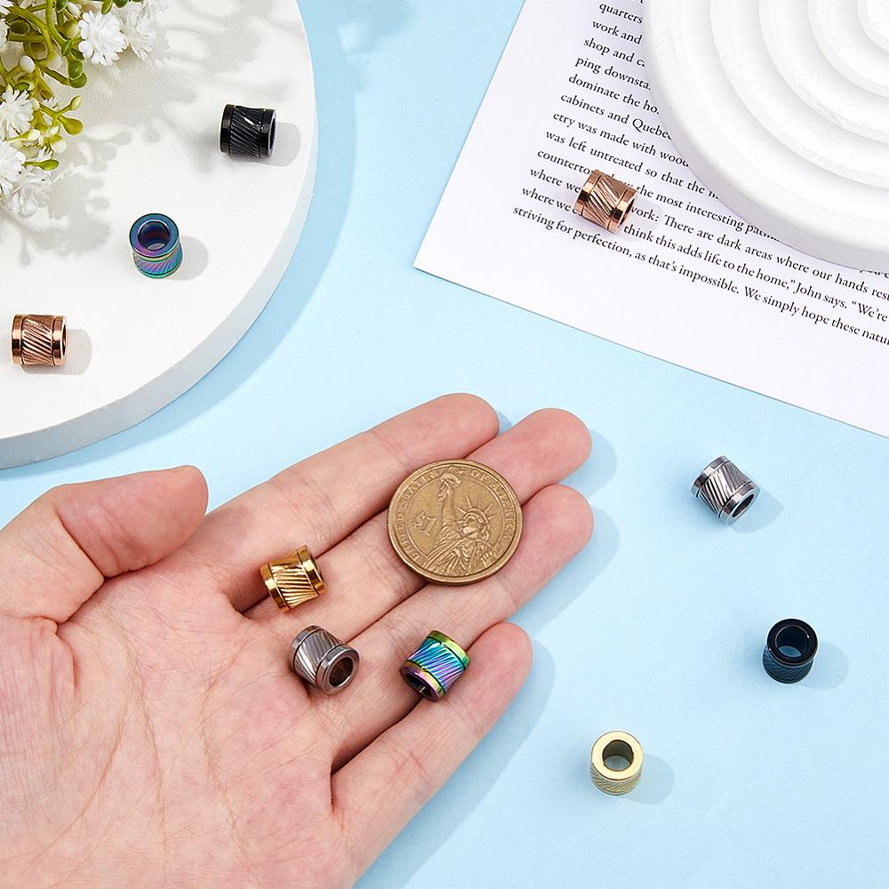 1set 10pcs 5 Colors 304 Stainless Steel Glazed European Beads Large Hole Beads Column Mixed Color 10x10mm Hole: 6mm 2pcs/color