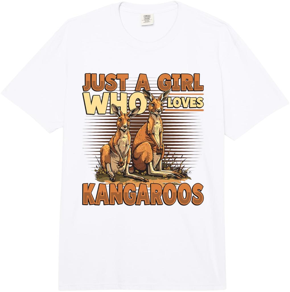 Just A Girl Who Loves Kangaroos Comfort 100% Cotton Adult Heavyweight Round Neck Short Sleeve Unisex Fashion Loose T-Shirt