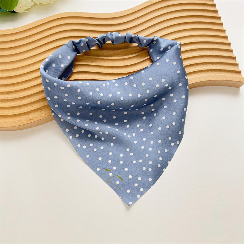 Ruoshui New Woman Solid Summer Head Scarf Satin Triangle Bandanas Lady Fashion Printing Elastic Hairband Girls Hair Accessories