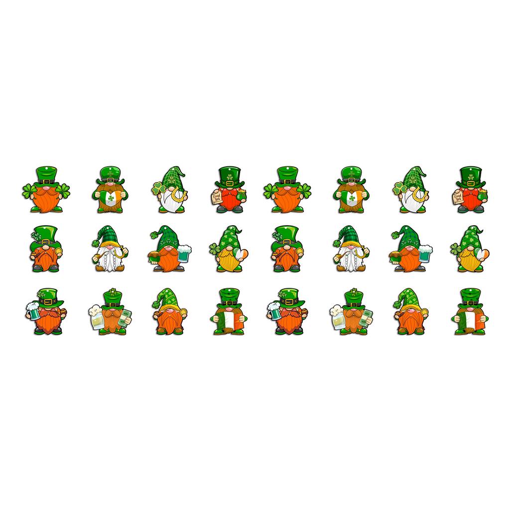 Unique Wood Embellishment Set of 24pcs Patrick's Day Doll Pendants for Holiday Decorations and Irish Celebrations