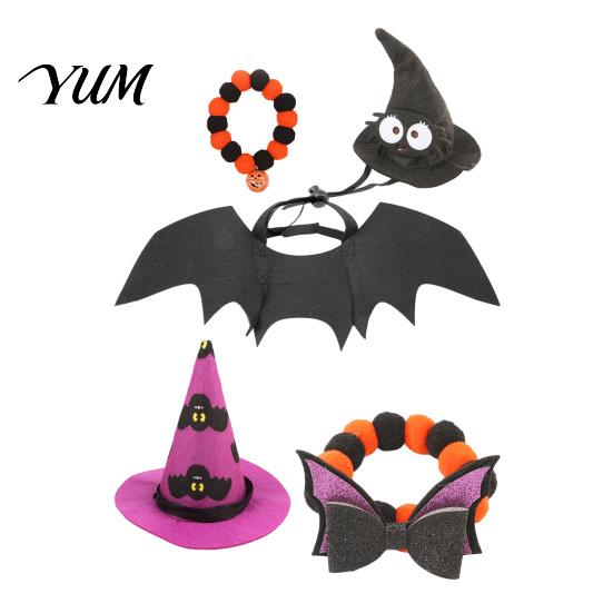 Creative Pet Holiday Attire Halloween Cat Costume, Bat Wings, Funny Witch Hat, Felt Apparel for Parties Festive Cats Small Dogs, Parties, Cosplay