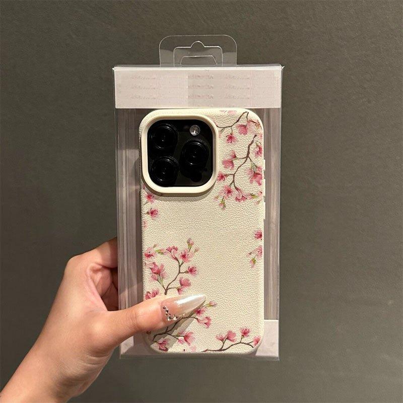 A Pink Cherry Blossom Patterned Phone Case For  Iphone 17 Air 16 15 Pro 14 13 12 11 Pro Max Case 16E 15 Plus Soft Silicone Cover