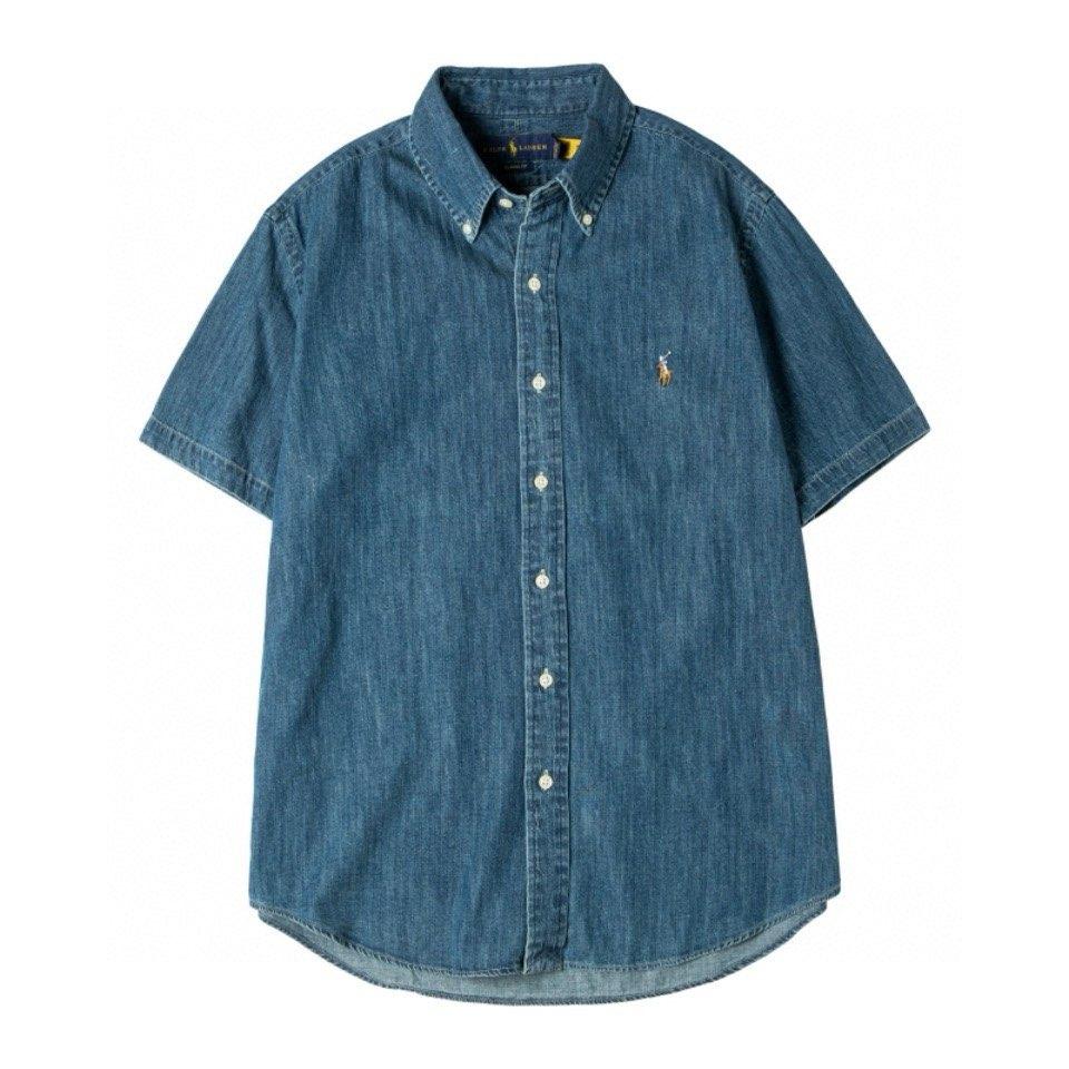 

Polo Ralph Lauren Однотонная рубашка-поло с вышивкой логотипа, джинсовая рубашка с коротким рукавом, мужская, синяя 710945519-002 XXL