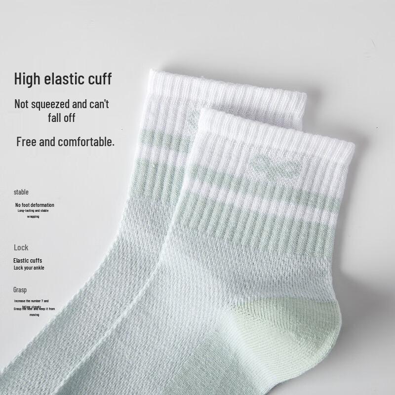 Langsha Women's Pure Cotton Mesh Mid-calf Socks (5 Pairs)