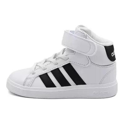 Grand Court Synthetic Leather Comfortable Versatile Shock Absorbing Durable Breathable High Top Kids Sneakers Kids Sneakers White JR2583