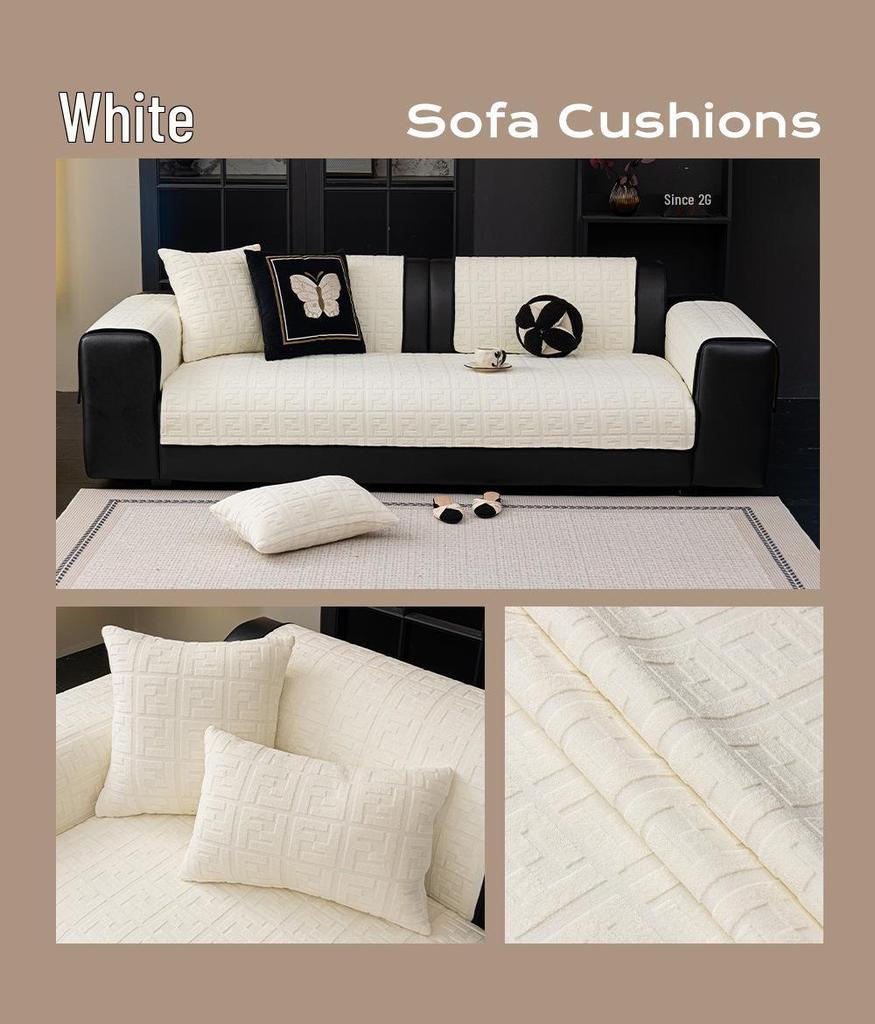2025 Retro Style Plush Sofa Cushion Cover, Non-slip & Thickened for All Seasons