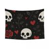 Halloween Gothic Tapestry Hippie Polyester Wall Hanging Skulls Roses Room Decoration Table Cover Psychedelic Tapestries