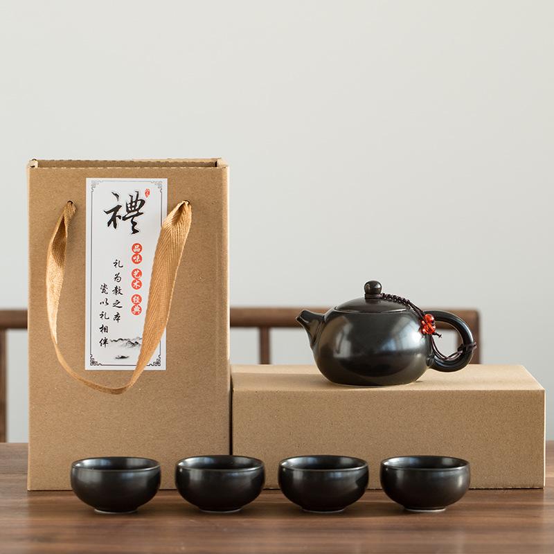 Ding Ofen Tragetasche Reise Kung-Fu Tee-Set Keramik Xishi Kanne Ein-Kannen-Zwei-Tassen-Vier-Tassen-Set Kreative Geschenke