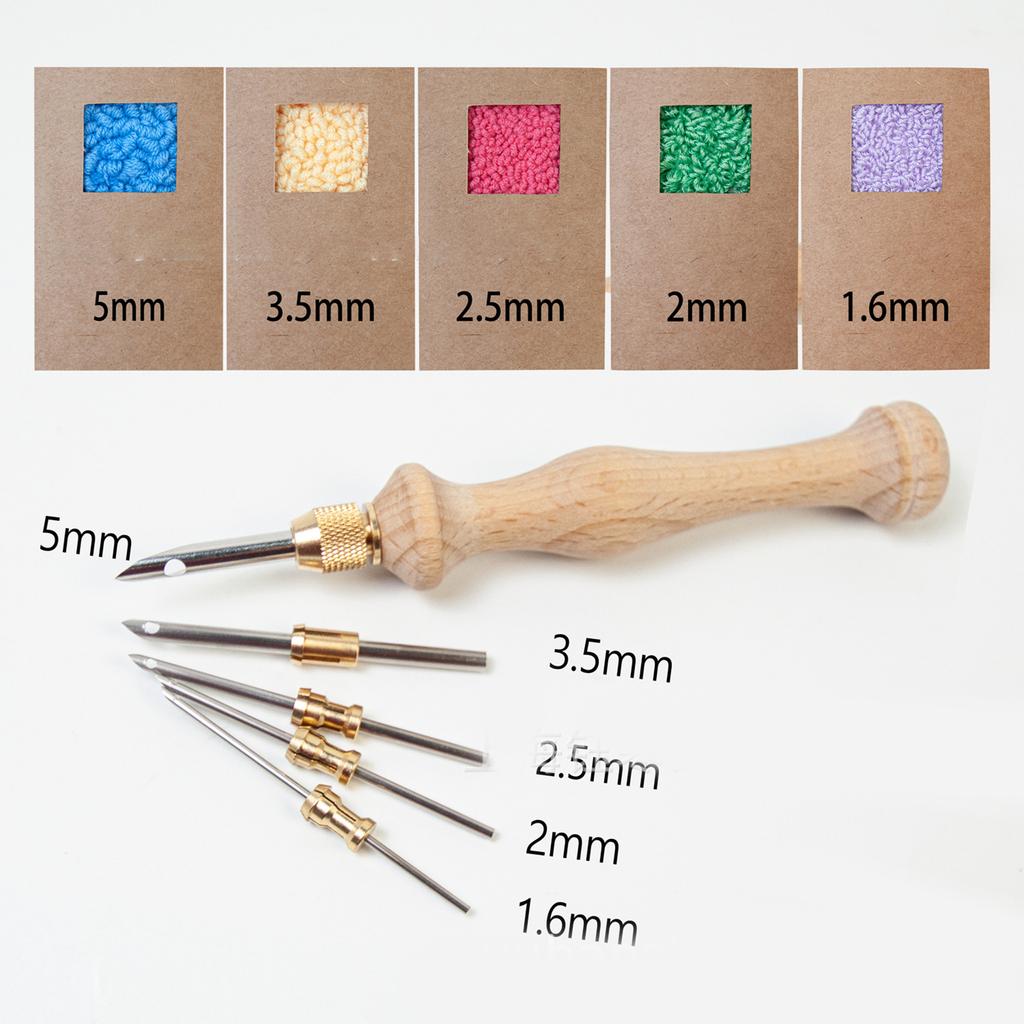 Wooden Handle Punch Needle with Needle Tips Embroidery Pens Sewing Embroidery Punch Needle Weaving Tools for Thread Yarn