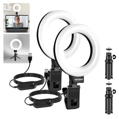 Neewer Basics Ring Set with Clip and Tabletop 10W High USB Compatible with Live Live Zoom Working from and TikTok 5-inch Light, 2-Piece Tripod,