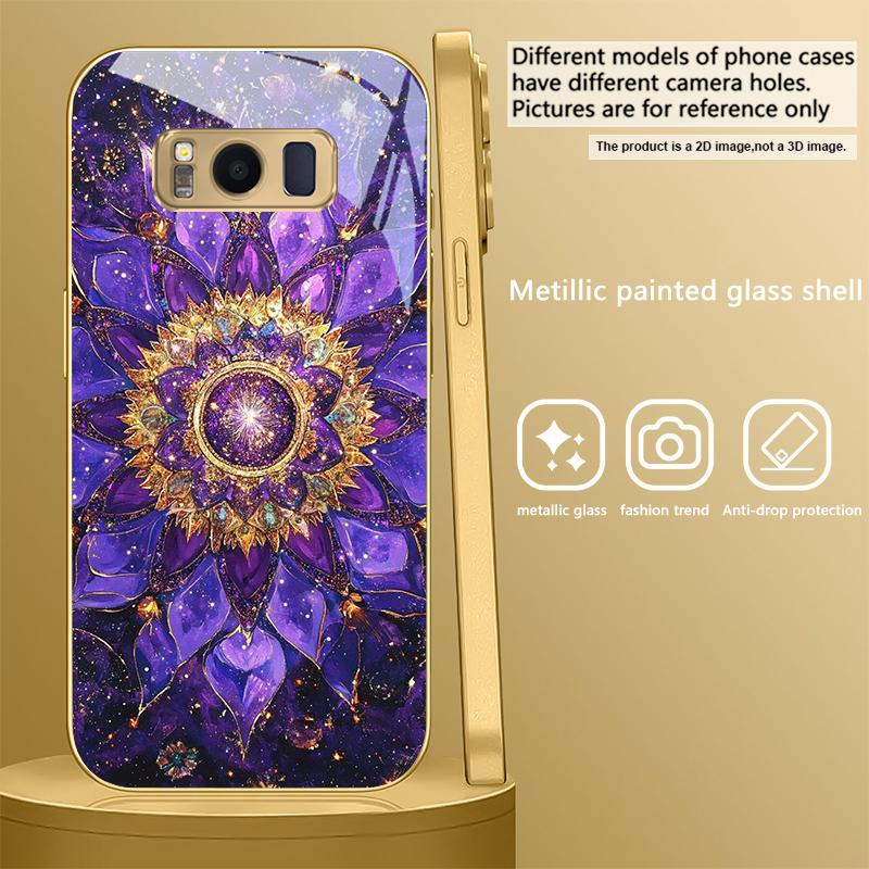 Kvetoucí zlatá mandala Pro Samsung Galaxy S26 S20 FE S21 S22 S23 Plus S24 Ultra S25Ultra S21+ S22Plus Zlatý skleněný kryt na telefon