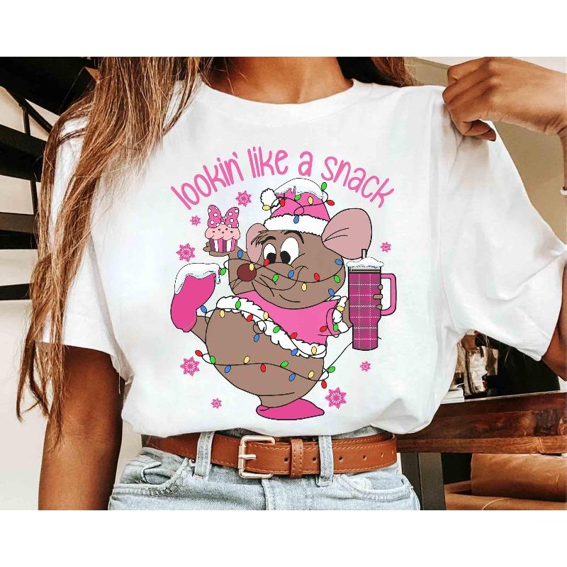 Santa Gus Gus Mouse Pink Christmas Lights Hoodie Cinderella Beep Bidi Bobby Dib Tshirt Unisex Cotton Shirt