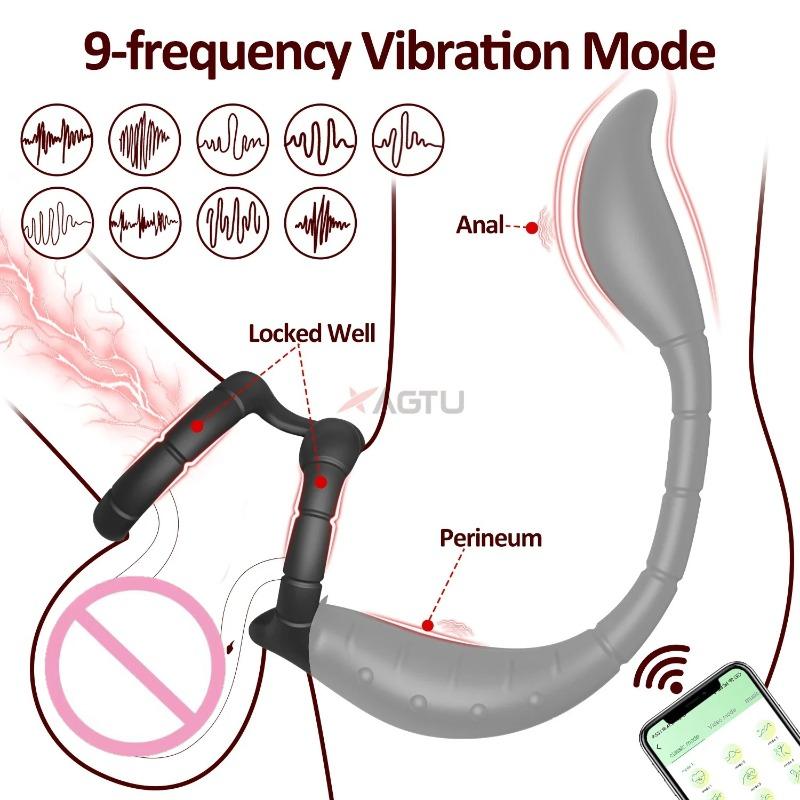 Buttplug Vibrator Wireless Controlat prin Aplicație și Inel pentru Penis – Masaj pentru Prostată pentru Bărbați, Stimulare Anală și Plăcere Intensificată