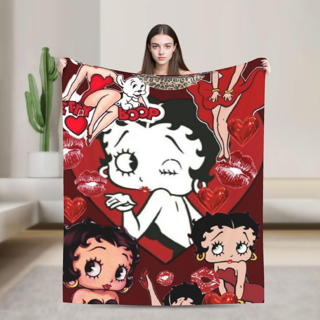 B-Bettys Boops Warm Blanket Kids Plush Throw Blanket Aesthetic Couch Chair Flannel Bedspread Sofa Bed Cover