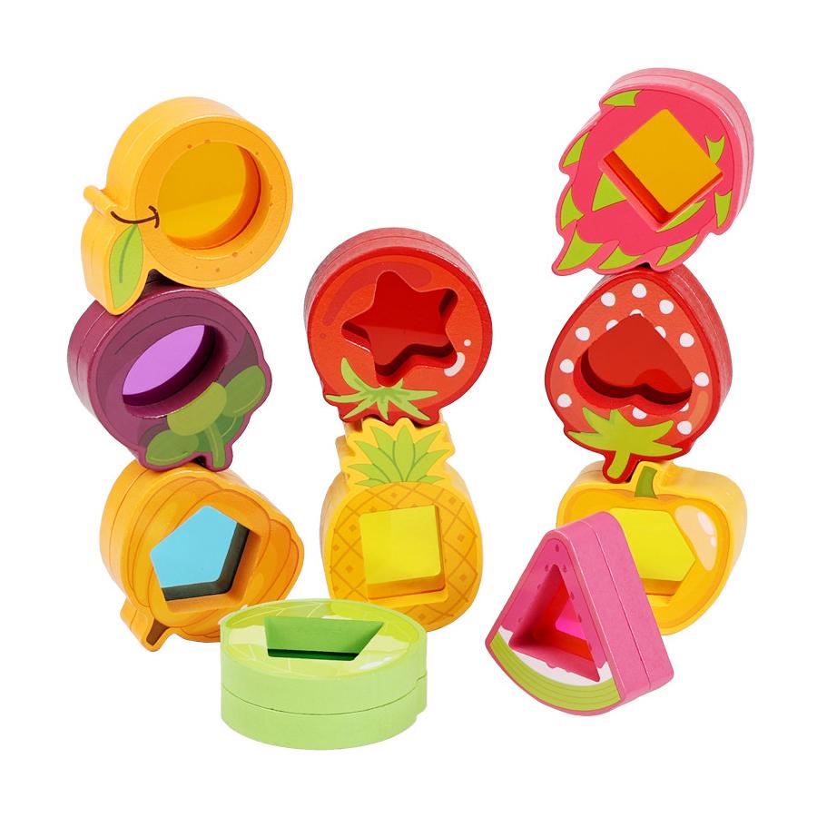 

Montessori Wood Toys for Kids Wooden Sorting Stacking Toys for Baby Toddlers Educational Shape Color Fruit Preschool Kids Gifts