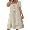 Abito da Donna Casual Monocolore Manica Corta Girocollo Linea ad A Stratificato Vestibilità Larga Leggero Abito Primavera Estate