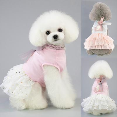 Dog Dress Soft Stretchy Cotton Sweet Rabbit Pattern Dog Clothes for Party