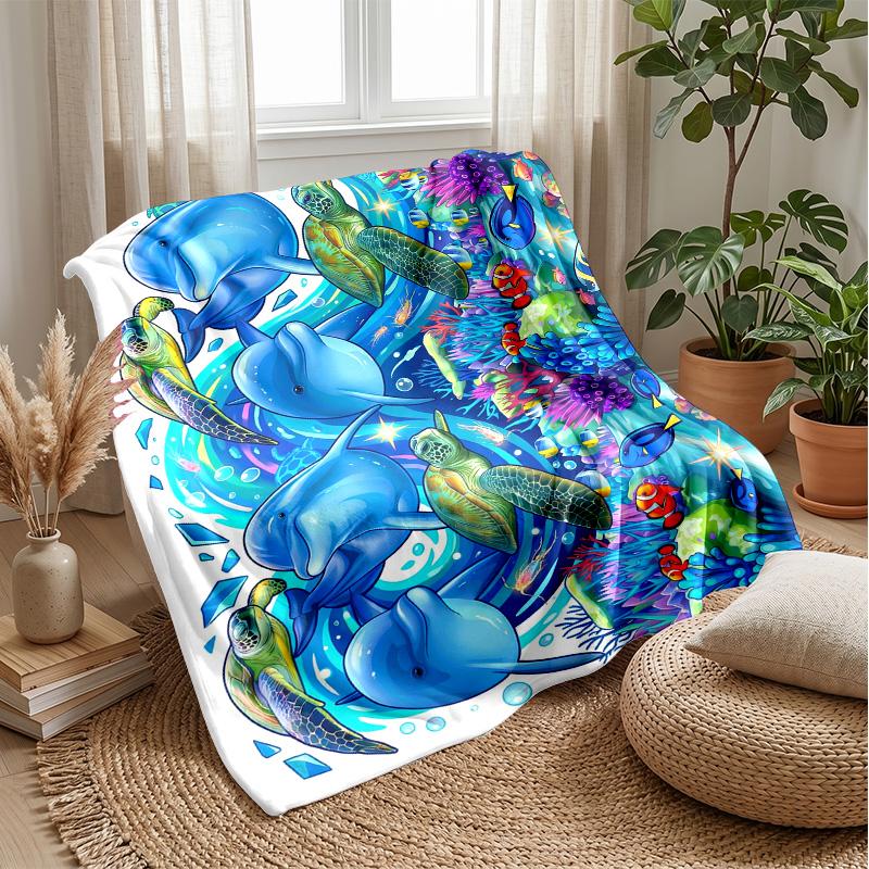 Ocean Life Adventure 2 Theme blanket Lightweight Warm Flannel Blanket Decorative Throw Blanket for Home Decoration