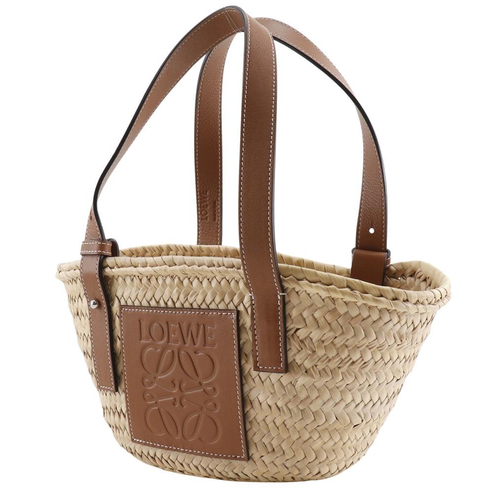 LOEWE Basket bag small Tote Bag Basket bag Brown Raffia/leather Women Used