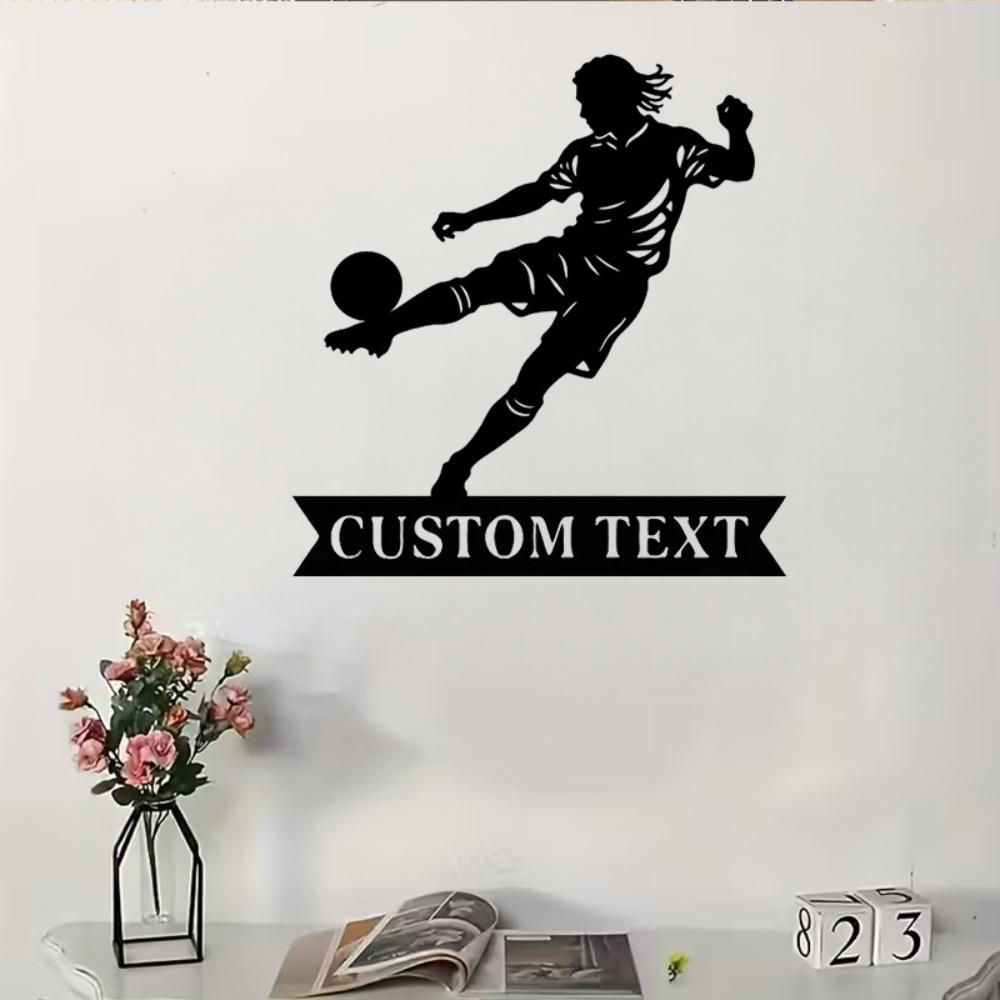 Customizable Soccer Player Wrought Iron Wall Art Modern Home Decor Sports Gift